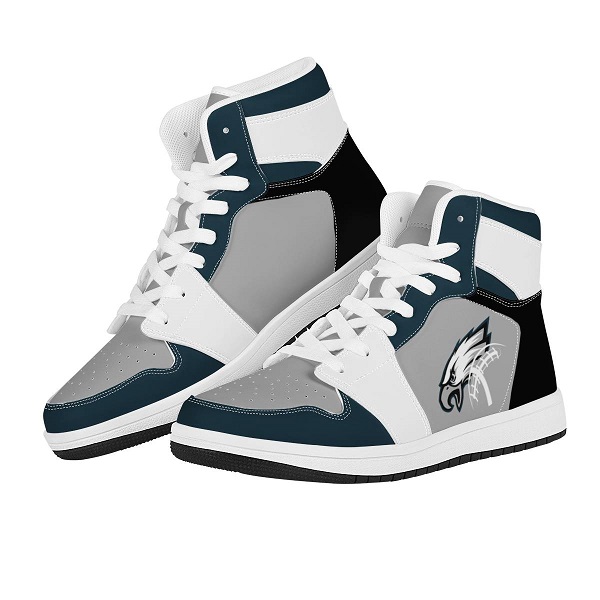 Men's Philadelphia Eagles High Top Leather AJ1 Sneakers 001